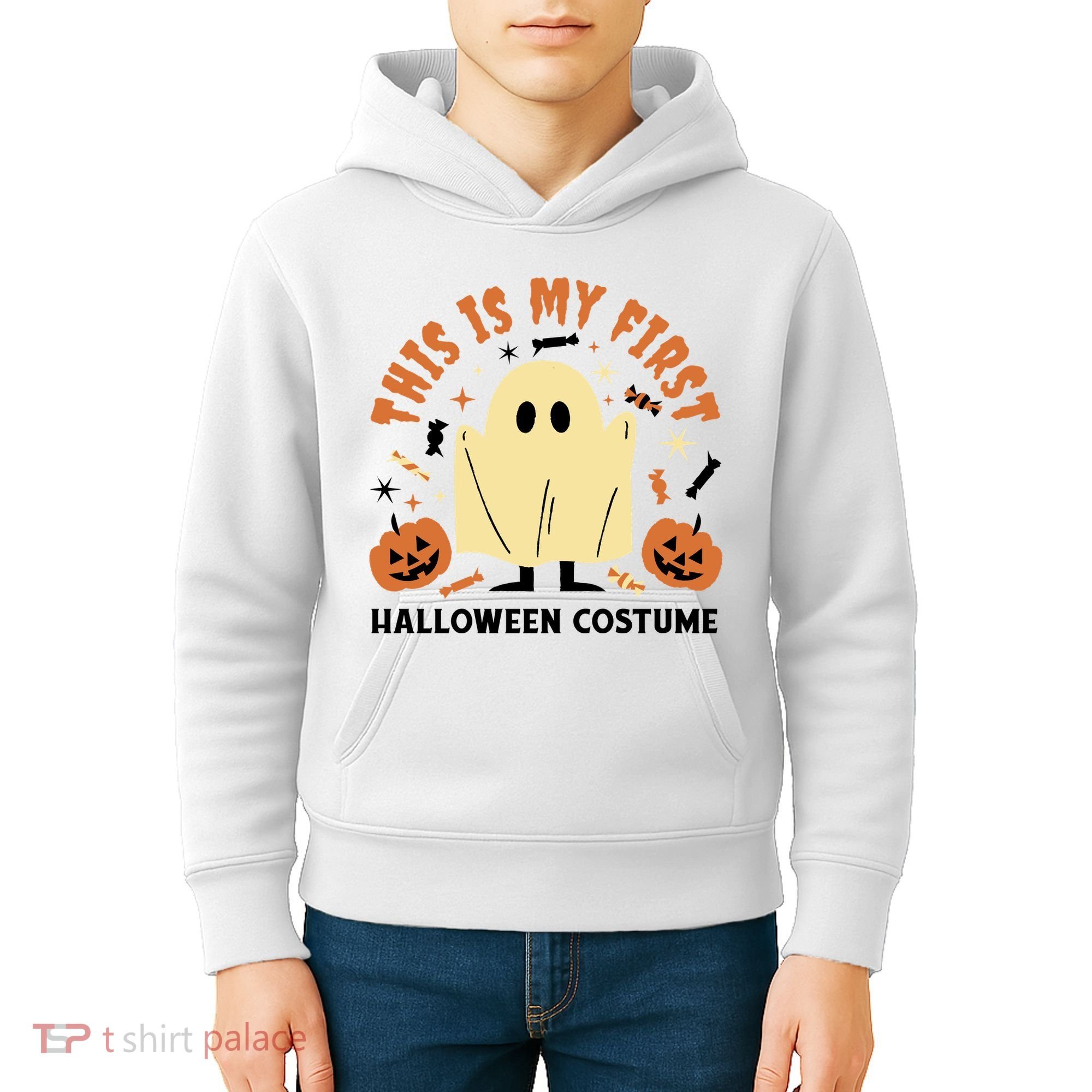 This Is My First Halloween Costume Cute Ghost Kids Hoodie