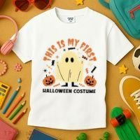 This Is My First Halloween Costume Cute Ghost Kids T-Shirt thumb 3