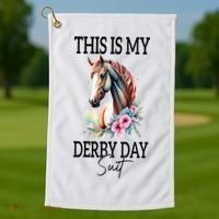 This Is My Derby Day Suit Horse Racing Golf Towel thumb 1