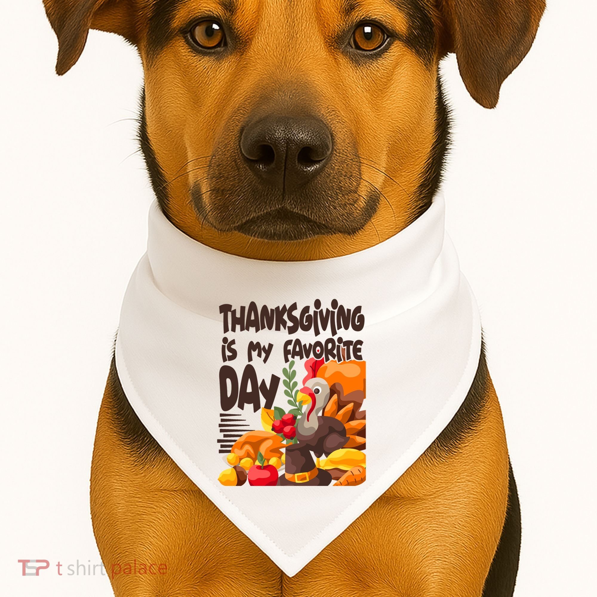 Thanksgiving Is My Favorite Day Turkey USA-Made Doggie Bandana