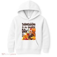 Thanksgiving Is My Favorite Day Turkey Kids Hoodie thumb 0