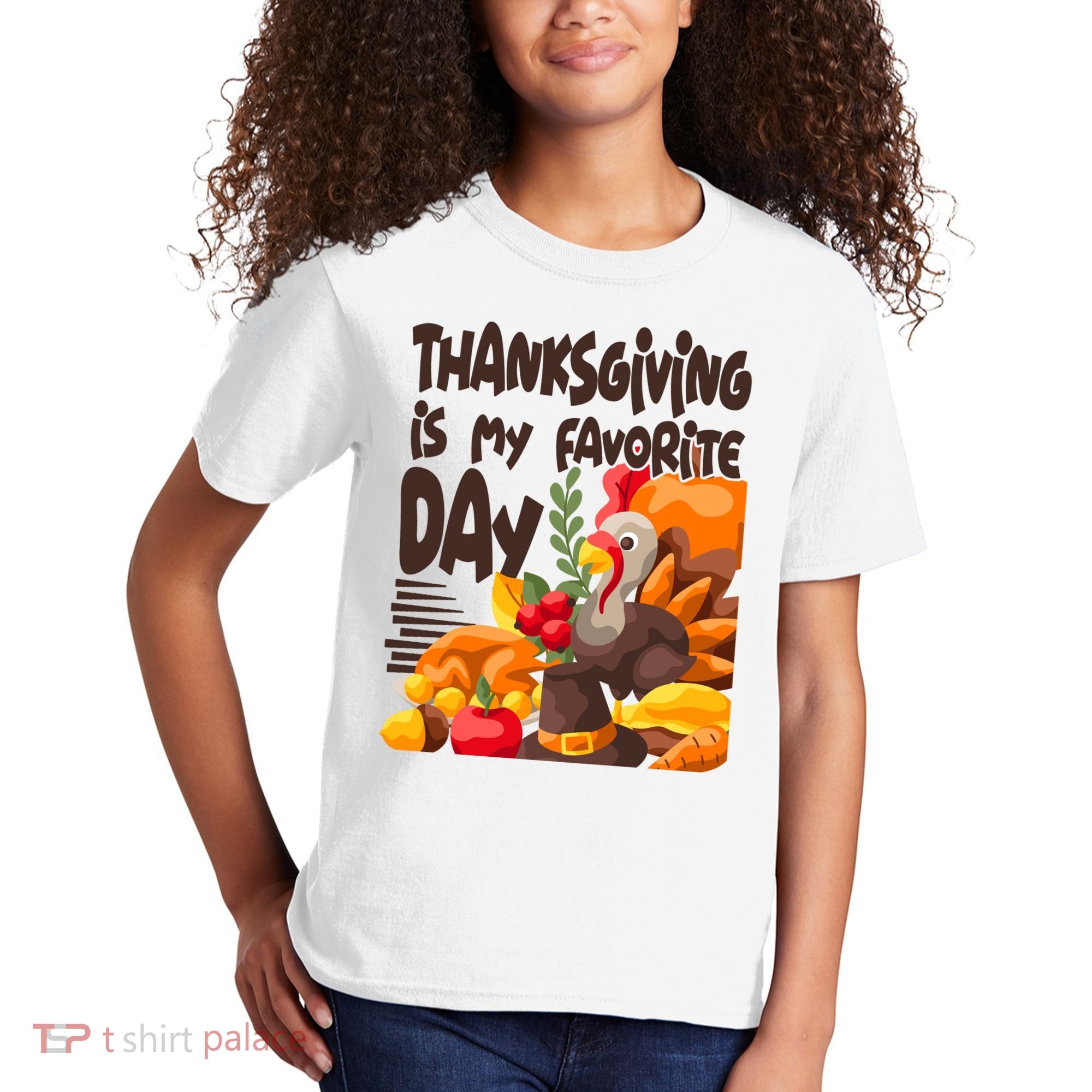 Thanksgiving Is My Favorite Day Turkey Kids T-Shirt