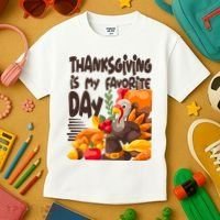 Thanksgiving Is My Favorite Day Turkey Kids T-Shirt thumb 3