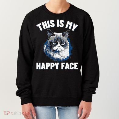 This Is My Happy Face Funny Cat With Grumpy Face Cat Lover Women's Sweatshirt