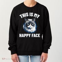 This Is My Happy Face Funny Cat With Grumpy Face Cat Lover Women's Sweatshirt thumb 0
