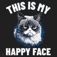 This Is My Happy Face Funny Cat With Grumpy Face Cat Lover Women's Sweatshirt thumb 2
