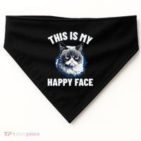 This Is My Happy Face Funny Cat With Grumpy Face Cat Lover USA-Made Doggie Bandana thumb 0