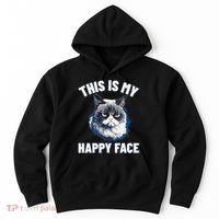 This Is My Happy Face Funny Cat With Grumpy Face Cat Lover Hoodie thumb 0