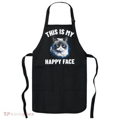 This Is My Happy Face Funny Cat With Grumpy Face Cat Lover Apron