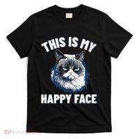 This Is My Happy Face Funny Cat With Grumpy Face Cat Lover T-Shirt thumb 0