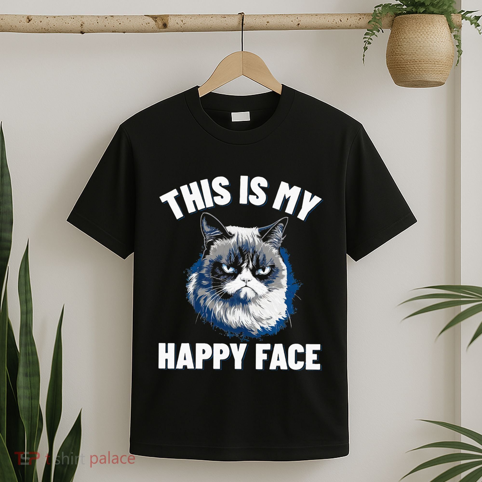 This Is My Happy Face Funny Cat With Grumpy Face Cat Lover T-Shirt