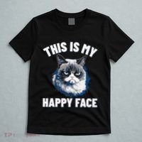 This Is My Happy Face Funny Cat With Grumpy Face Cat Lover T-Shirt thumb 5