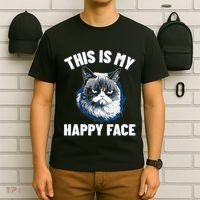 This Is My Happy Face Funny Cat With Grumpy Face Cat Lover T-Shirt thumb 6