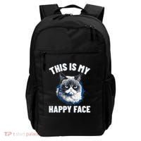 This Is My Happy Face Funny Cat With Grumpy Face Cat Lover Backpack thumb 0
