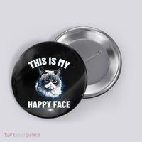 This Is My Happy Face Funny Cat With Grumpy Face Cat Lover Button thumb 0