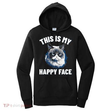 This Is My Happy Face Funny Cat With Grumpy Face Cat Lover Women's Hoodie
