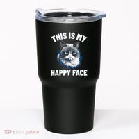 This Is My Happy Face Funny Cat With Grumpy Face Cat Lover Tumbler thumb 0