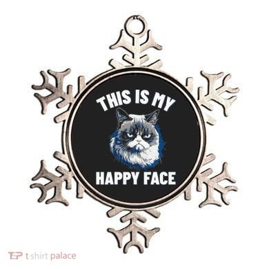 This Is My Happy Face Funny Cat With Grumpy Face Cat Lover Ornament