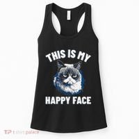 This Is My Happy Face Funny Cat With Grumpy Face Cat Lover Women's Tank Top thumb 0