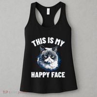 This Is My Happy Face Funny Cat With Grumpy Face Cat Lover Women's Tank Top thumb 3