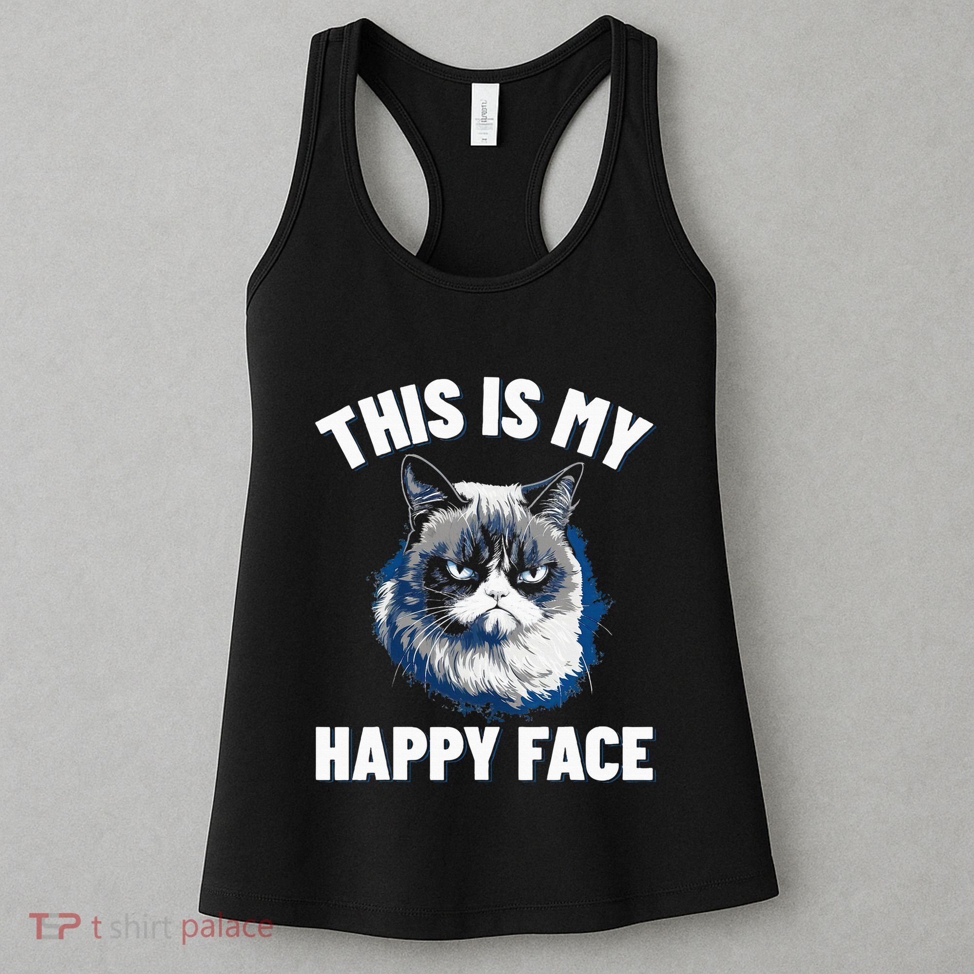 This Is My Happy Face Funny Cat With Grumpy Face Cat Lover Women's Tank Top