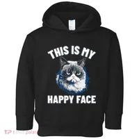 This Is My Happy Face Funny Cat With Grumpy Face Cat Lover Toddler Hoodie thumb 0