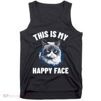 This Is My Happy Face Funny Cat With Grumpy Face Cat Lover Tank Top thumb 0