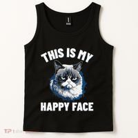 This Is My Happy Face Funny Cat With Grumpy Face Cat Lover Tank Top thumb 2