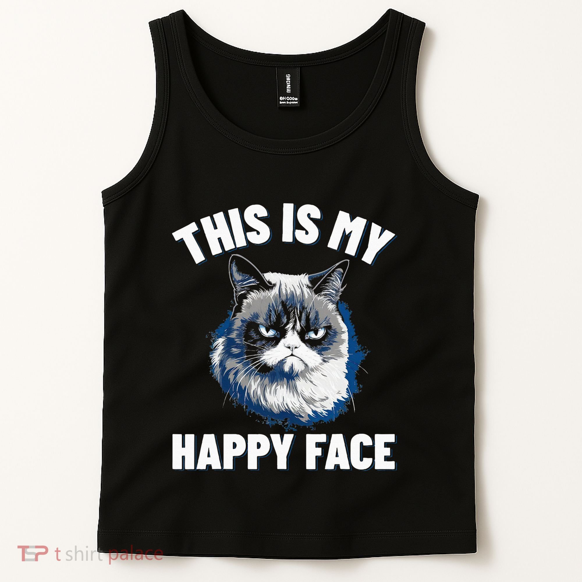This Is My Happy Face Funny Cat With Grumpy Face Cat Lover Tank Top