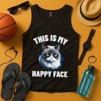 This Is My Happy Face Funny Cat With Grumpy Face Cat Lover Tank Top thumb 4