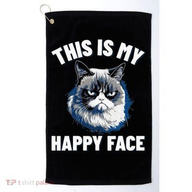 This Is My Happy Face Funny Cat With Grumpy Face Cat Lover Golf Towel