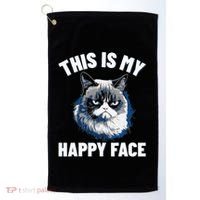 This Is My Happy Face Funny Cat With Grumpy Face Cat Lover Golf Towel thumb 0