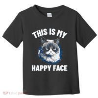 This Is My Happy Face Funny Cat With Grumpy Face Cat Lover Toddler T-Shirt thumb 0