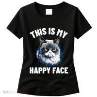 This Is My Happy Face Funny Cat With Grumpy Face Cat Lover Women's T-Shirt thumb 0