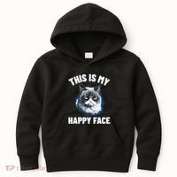 This Is My Happy Face Funny Cat With Grumpy Face Cat Lover Kids Hoodie thumb 0