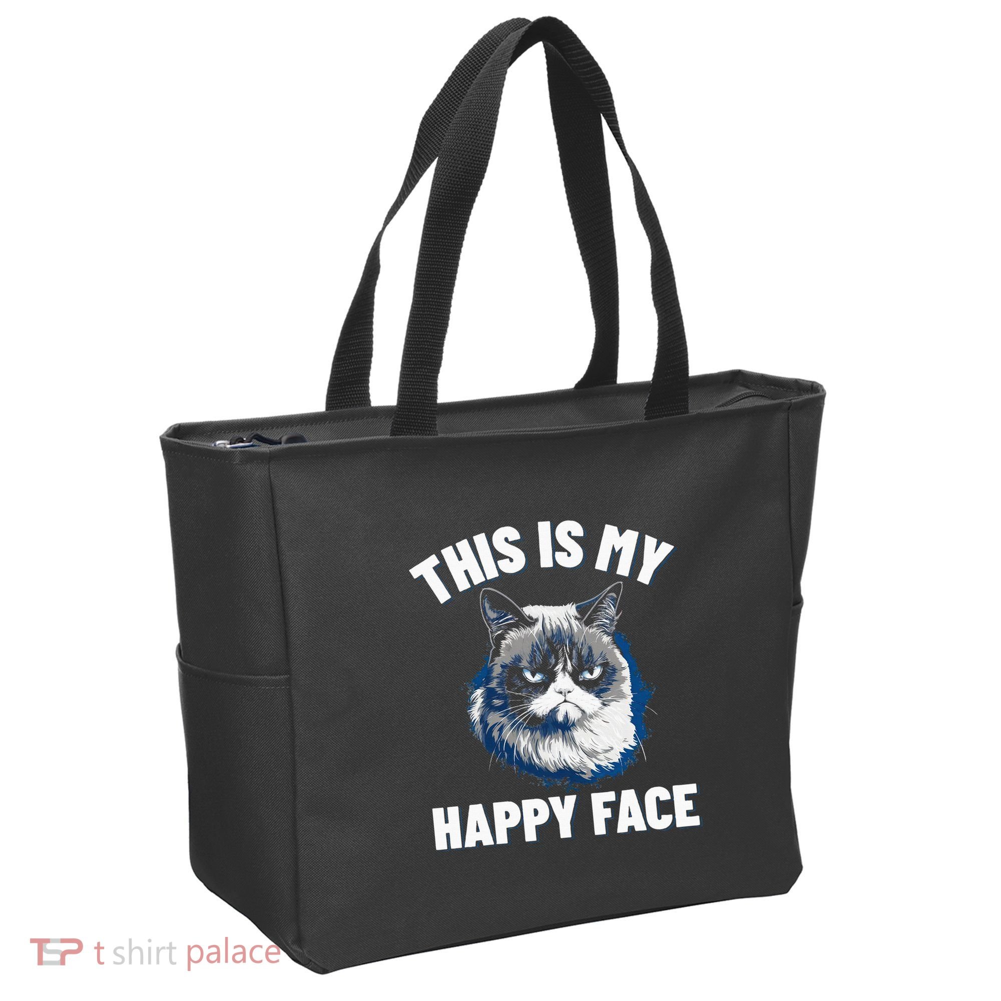 This Is My Happy Face Funny Cat With Grumpy Face Cat Lover Tote Bag