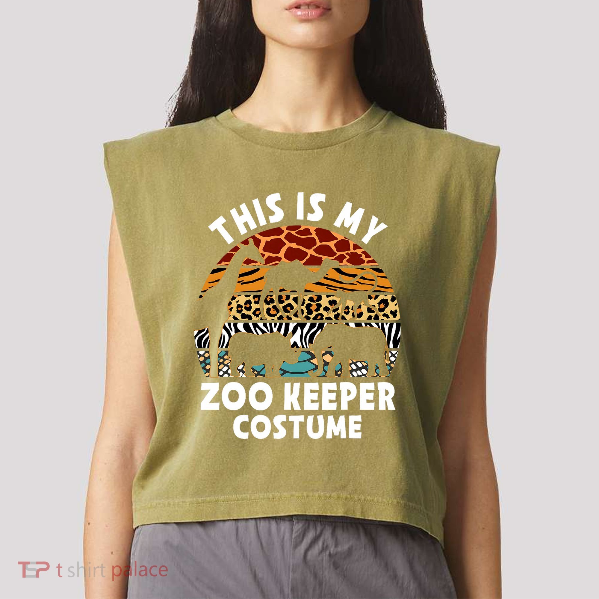 This Is My Zoo Keeper Costume Zoo Garden Animal Lover Keeper Garment-Dyed Women's Muscle Tee
