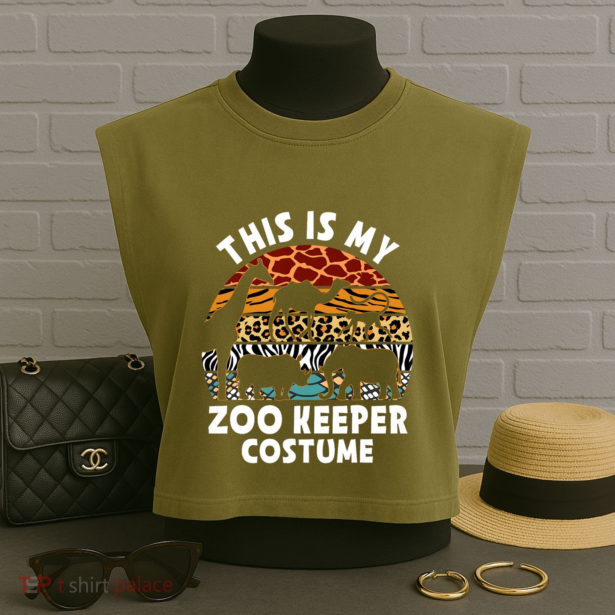 This Is My Zoo Keeper Costume Zoo Garden Animal Lover Keeper Garment-Dyed Women's Muscle Tee