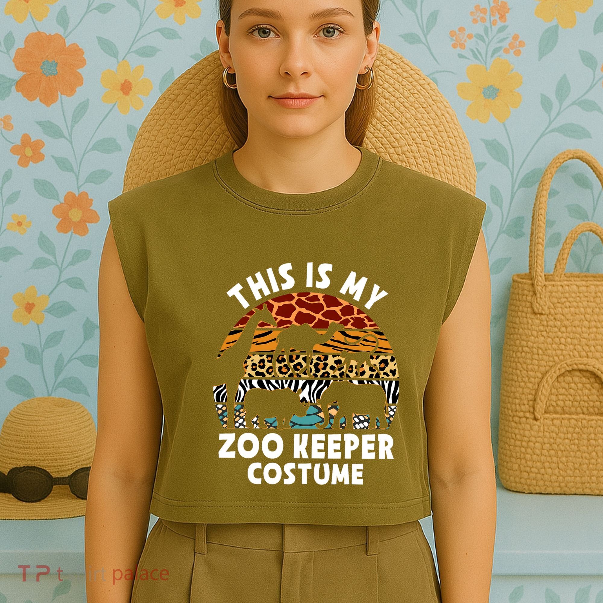 This Is My Zoo Keeper Costume Zoo Garden Animal Lover Keeper Garment-Dyed Women's Muscle Tee