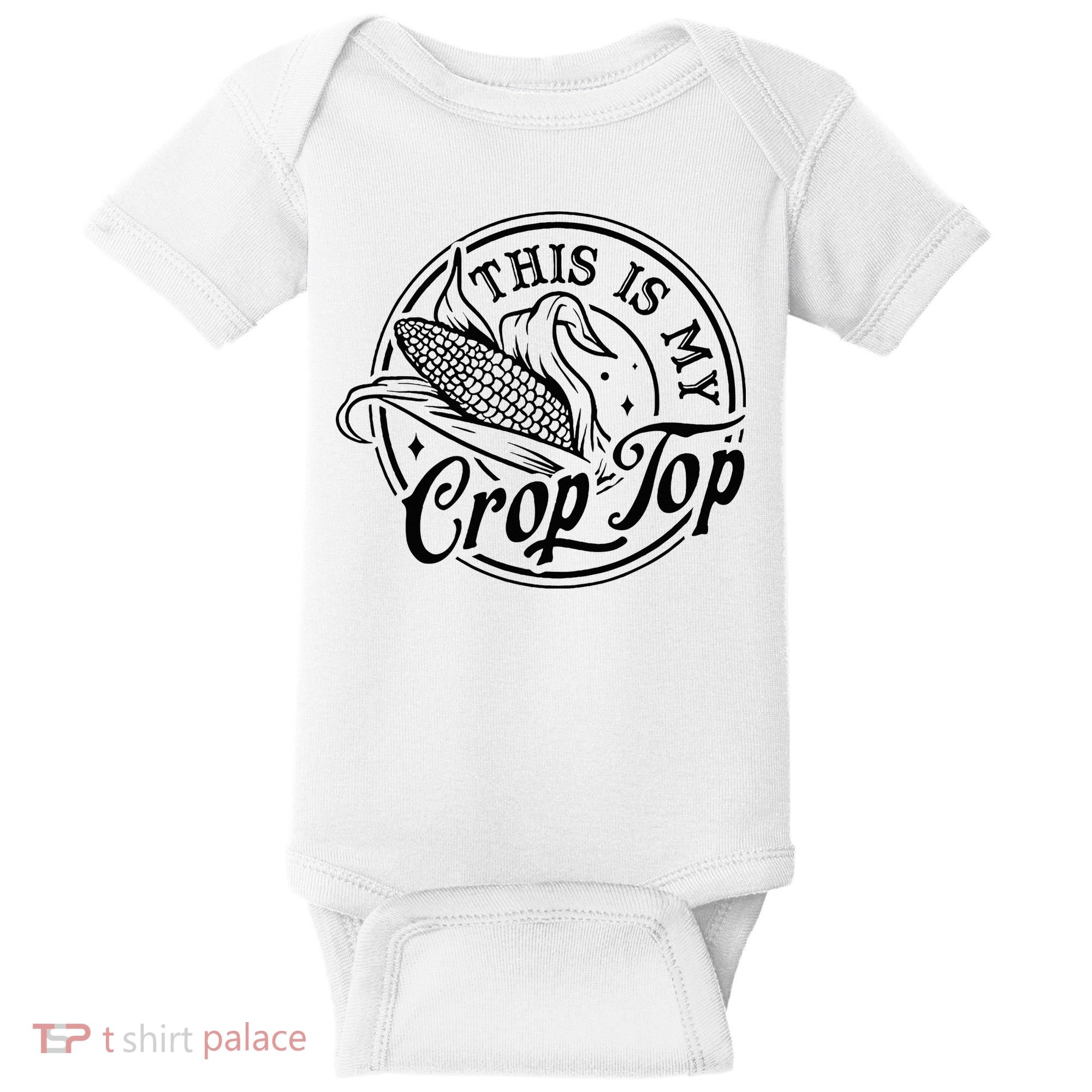 This Is My Crop Top Corn Lover Funny Farmer Farming Baby Bodysuit