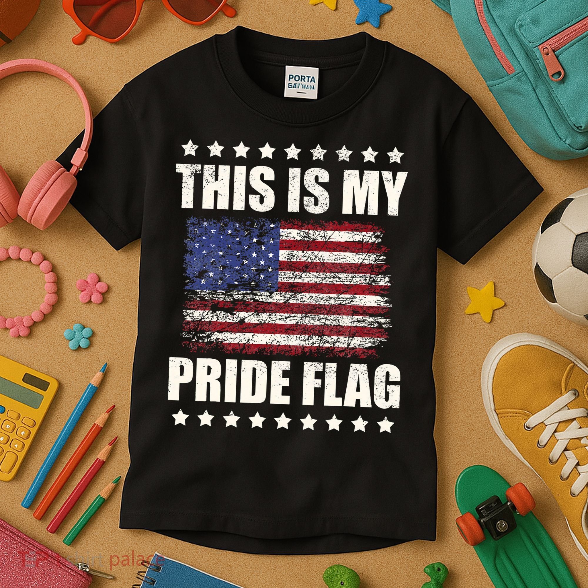This Is My Pride Flag USA American 4th Of July Patriotic Kids T-Shirt