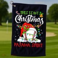 This Is My Christmas Baseball Pajama For Boys Golf Towel thumb 1