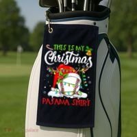 This Is My Christmas Baseball Pajama For Boys Golf Towel thumb 2