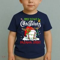 This Is My Christmas Baseball Pajama For Boys Toddler T-Shirt thumb 2