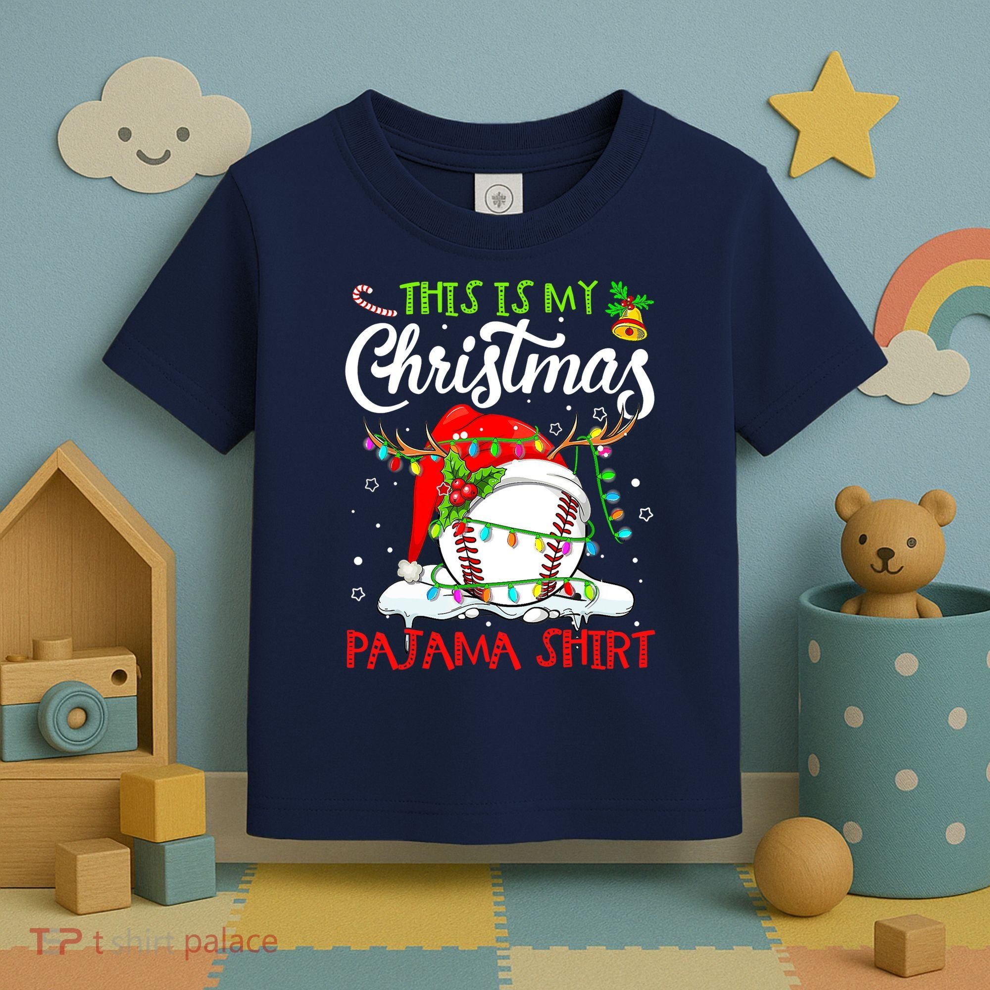 This Is My Christmas Baseball Pajama For Boys Toddler T-Shirt