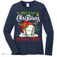 This Is My Christmas Baseball Pajama For Boys Women's Long Sleeve Shirt thumb 0