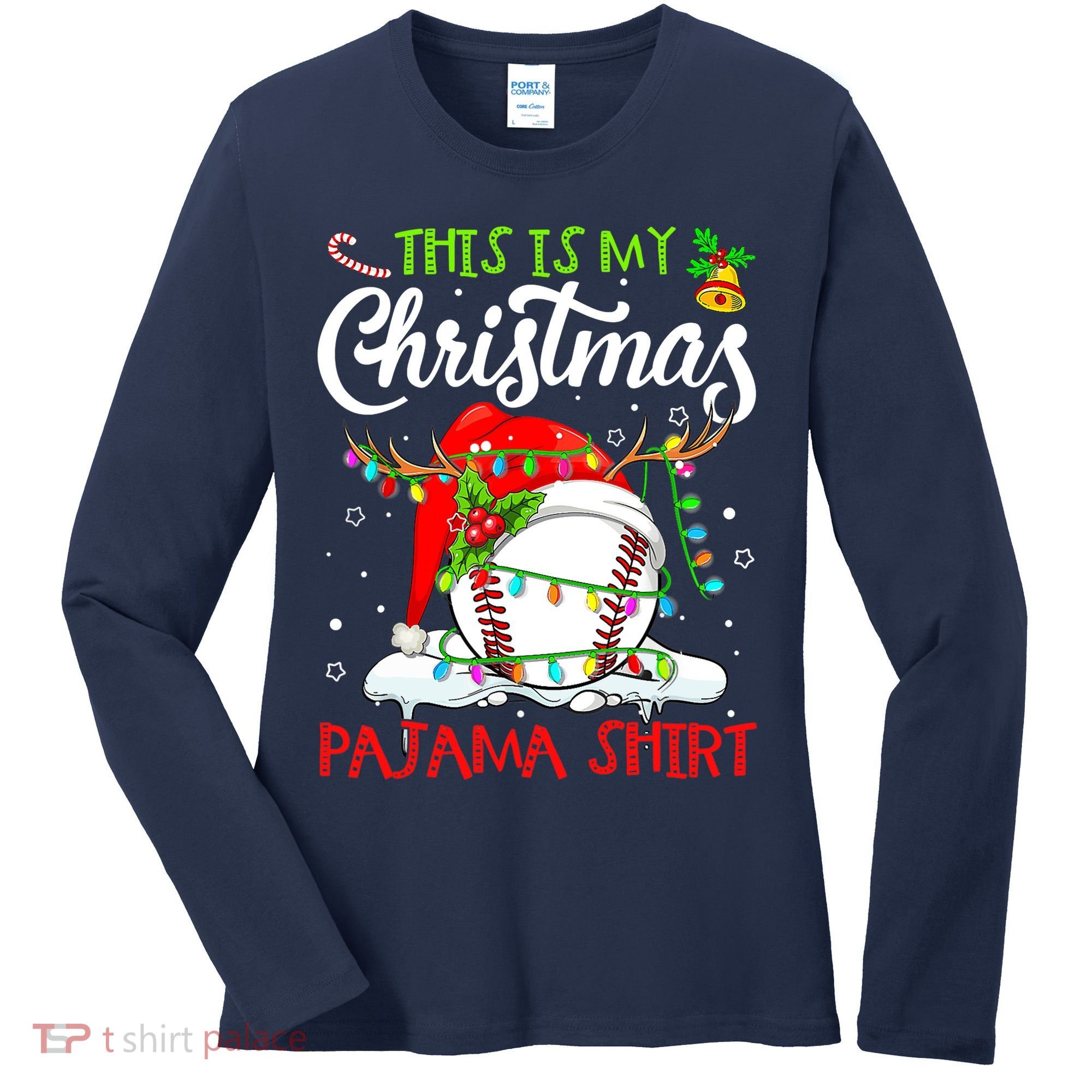 This Is My Christmas Baseball Pajama For Boys Women's Long Sleeve Shirt