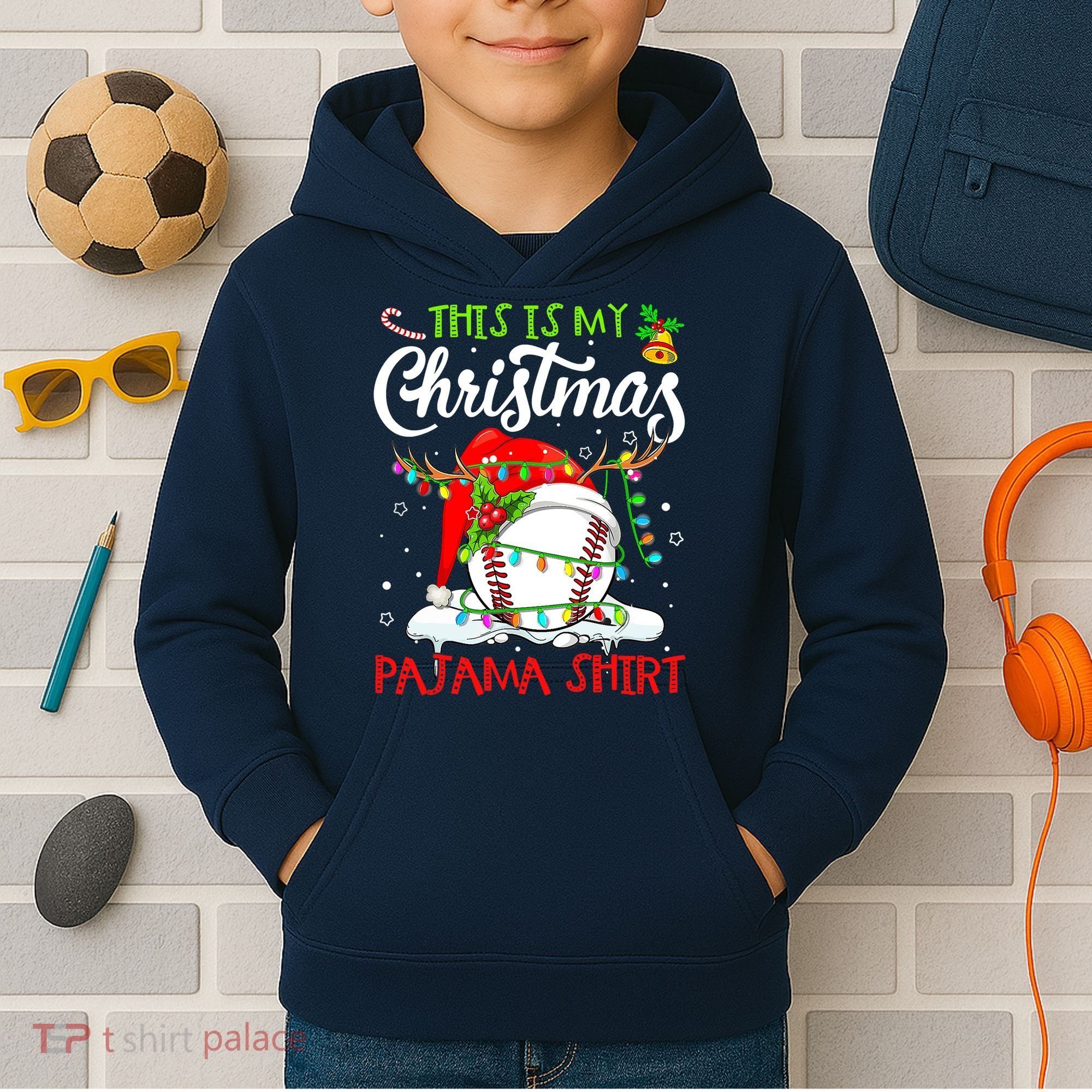 This Is My Christmas Baseball Pajama For Boys Kids Hoodie