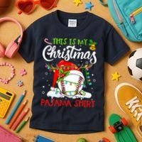 This Is My Christmas Baseball Pajama For Boys Kids T-Shirt thumb 3