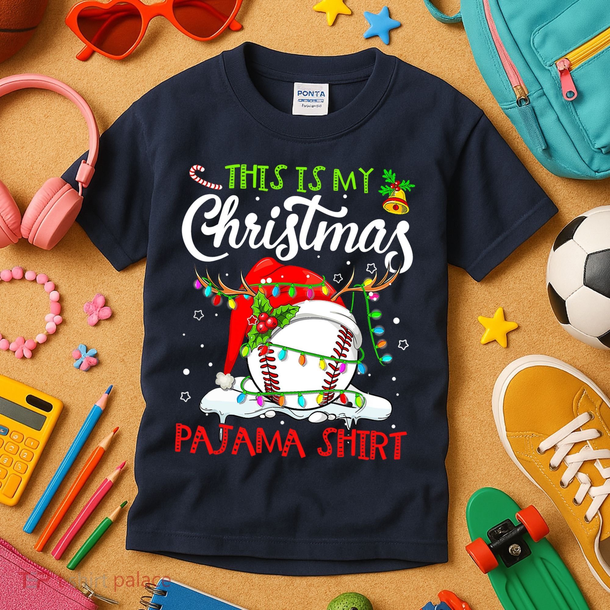 This Is My Christmas Baseball Pajama For Boys Kids T-Shirt